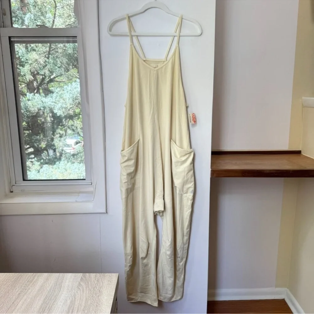 NWT Free People Hot Shot Onesie Jumpsuit in Banana Butter Yellow Large